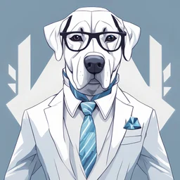 make one realistic business dog that is made of shapes and has a suit on looks a little like crystals with arms mindst 2048 x 1152 pixels og højst 6 MB