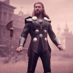 Full body, 3d render, thor 1800's men style, 1800's hair style, 1800's men clothes style, hyper realistic, octane render, unreal engine 5, 8k, palace background, uhd