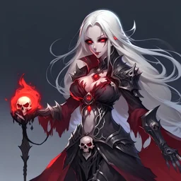 undead warlock UNDEAD, GIRL BEAUTIFUL, MORE BEAUTIFUL, BIG BREASTS, SLIM WAIST, RED EYES, HOLDING A SHADOW BOLT
