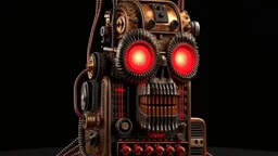 4K. REALISTIC FULL DETAILS. EMISSION DE RADIO HARDROCK FIRESTARTER ANIMEE PAR UN TERMINATOR STEAM PUNK