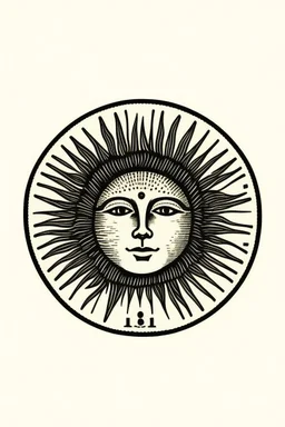 sun of may front face portrait logo, stamp, minimal.