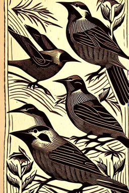 birds woodcuts