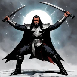 gangsta klingon rises his Bat'leth above his head, he has his feet on his victim