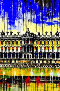 Buckingham palace in the style of john piper