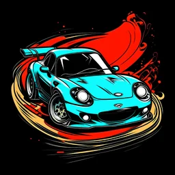 mazda miata drift car in gaming logo style