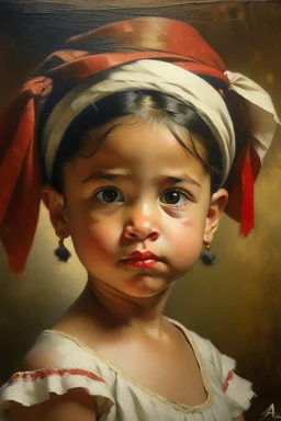 cuban little girl from the front portret painting neoclassism