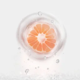 orange in red water drops, transparent background