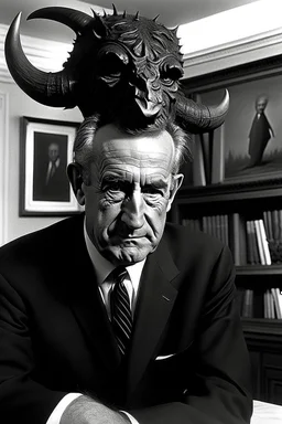 President Lyndon B. Johnson as warthog demon devil witchcraft serial killer