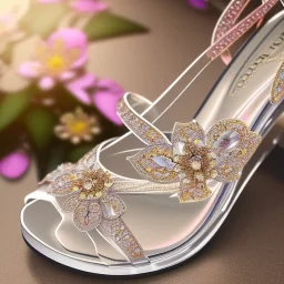 photorealistic glass slipper, a hyerrealistic transparent body, crystal, shells, pastel colours flowers and leaves transparent, professional light, rococo, Artstation, intricate detail realism hdr, intricate detailed 8 k, with ornate jewelled, intricate detailed 4 k