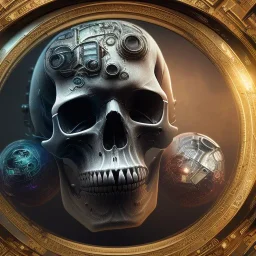 cyberpunk style ink ball skull picture in detailed frame, big black eyes, unreal engine 5, 8k resolution, photorealistic, ultra detailed, frame extreme accurate