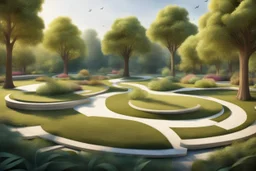 landscape design of the park in the style of music and musicals