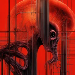 Neon hallucinary nyctophobic alien anatomy, abstract surreal horror, by H.R. Giger and Arthur Secunda and Anton Semenov, futuristic acid wash mind-bending illustration, dark shine burn, anatomical schematic cutaway guided by N(t)=N0​⋅e−kt,