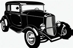 black 1932 ford, black line drawing on white