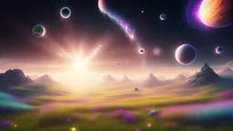 black crystal cosmic and galactic ambiance hill road grass sunny sky stars night surreal, full of details, smooth, bright sunshine，soft light atmosphere, light effect，vaporwave colorful, concept art, smooth, extremely sharp detail, finely tuned detail, ultra high definition, 8 k, unreal engine 5, ultra sharp focus white and violet landsacape with multicolored crystals falling from the sky, full of details, smooth, bright sunshine，soft light atmosphere, light effect，vaporwave col