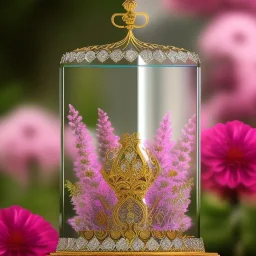 crystal sandglass with a hyerrealistic transparent body, pastel colours flowers and leaves transparent, rococo, Artstation, intricate detailed 8 k, ornate and jewels,