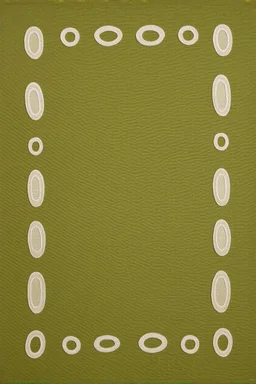 6.25" x 6.25" olive canvas with .75 inch margins and eight rows of 6 1.5cm white ovals spaced .5cm apart