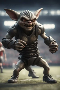 hyper violent gremlin rugby in the Olympics in the style of Giger and fallout 4 ,,bokeh like f/0.8, tilt-shift lens 8k, high detail, smooth render, down-light, unreal engine