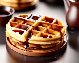 Round waffles with maple syrup