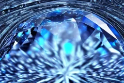 Blue raindrop on a big diamond, black backround , close up view, photo quality, ultra realistic