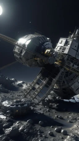 asteroid mining construction with robotic big antenna
