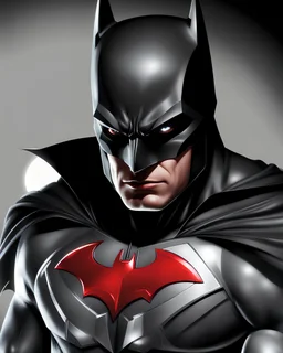 Retrato, Batman negro, rojo y plateado, cuerpo completo, Arte Digital,calidad ultra, hiperdetallado, 8k