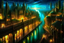 Best quality, good drawing, masterpiece, view from high, night, great fantasy city, megapolis, medieval fantasy,
