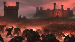 hordes of orcs attacking the fortress