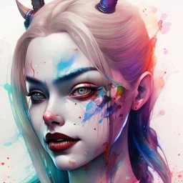 Harley Quinn, watercolor illustration by <agnes cecile> <Yoji Shinkawa>,