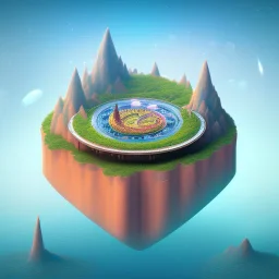 100mm photo of isometric floating island in the sky, surreal pizza with jewels, intricate, high detail, behance, microworlds smooth, macro sharp focus, centered