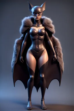 hi poly bat woman with fur all over her entire body