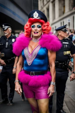 policeman dressed as a drag queen