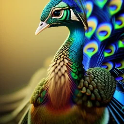 peacock,surreal, Unreal Engine 5, lens macro,sharp focus, realistic, hyper detailed