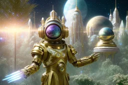  white and gold crystal cosmic and galactic ambiance, fantasy wizard floating, full of details, smooth, bright sunshine，soft light atmosphere, light effect，vaporwave colorful, concept art, smooth, extremely sharp detail, finely tuned detail, ultra high definition, 8 k, unreal engine 5, ultra sharp focus