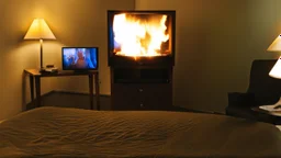 TV on fire in hotel room