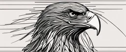 an eagle trailing graphic lines and lost feathers, vector