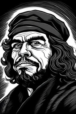 a revolutionary pepe the frog as che guevara's iconic black and white portrait