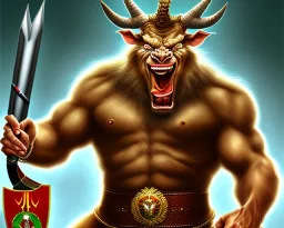 president Putin angry satan with horns fangs and tusk