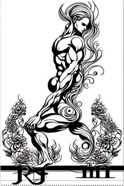 man wall art floral bodybuilder