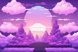 Symmetric Purple SKY WITH CLOUDS BACKGROUND Pixel Art