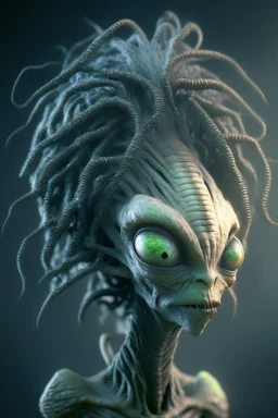 Alien with hair , HD, octane render, 8k resolution