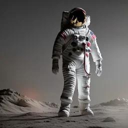 an astronaut in moon, full body, highly detailed, kente, black puffer jacket, 3d render