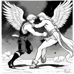 [comic book art by Le Tendre et Loisel (la quite de l oiseau du temps)] Jacob wrestling with angel