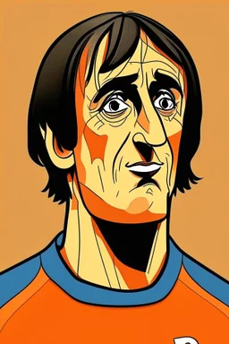 Johan Cruyff Dutch soccer player cartoon 2d