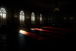 morning ballroom.The lighting inside the ballroom has been lowered, with only a few faint candle lights dotting the space. This environment creates a mysterious and unsettling atmosphere. Scattered on the ballroom floor are fragments of shattered wine glasses, forming a clear trail, there are traces of blood, indicating the severity of the crime. The gun lies abandoned on the floor, indicating the intensity of the conflict.