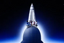 meme of people on top of a rocketship to the moon