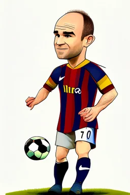 Andres Iniesta football player ,cartoon 2d