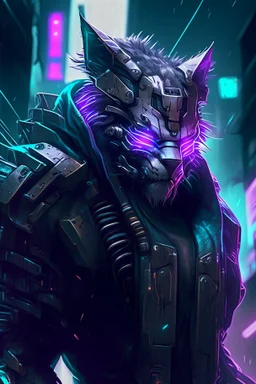 Rengar from league of legends in cyberpunk style