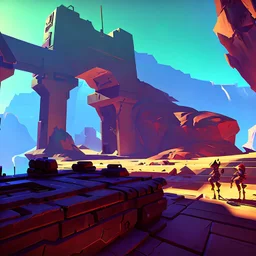 FROM THE PLAYER,stylized,canyon,dungeons map,post apocalyptic,AI,futuristic,roboquest,4k,details stylized,boss enermy,rogulikes