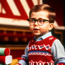 ralphie peter billingsley glasses, cbubby boy in argyle sweater holding a bar of red soap