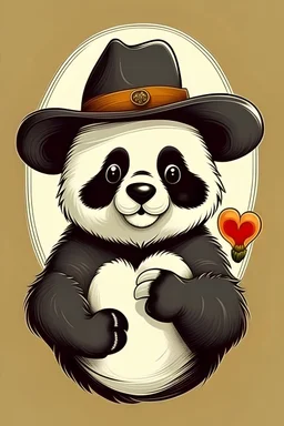 Panda , , finger heart, italy hand , hat and mustache , phoenix ,